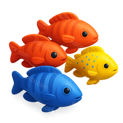 Vibrant 3D Cichlid Icon with Colorful Fish