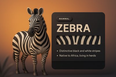 3D Zebra Design with Informative Panel