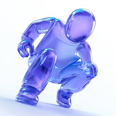 Abstract Transparent Figurine in Blue Tones