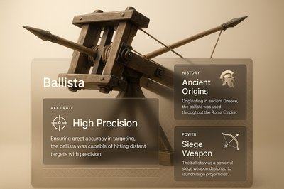 Stylish Ballista Illustration with Informative Overlay