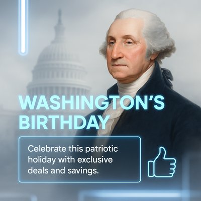 Promotional Graphic for Washington's Birthday Celebration