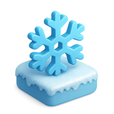 3D Frost Icon with Isometric Snowflake Design