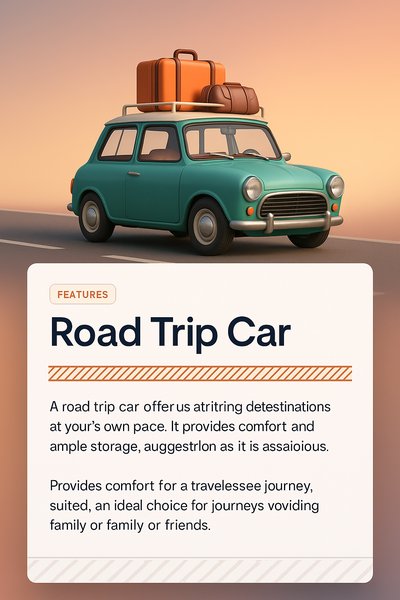 Charming Road Trip Car with Luggage Illustration