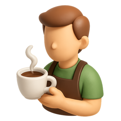 3D Barista Icon Holding Coffee Cup in Isometric View