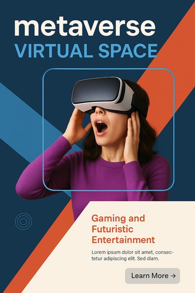 Young Woman in VR Headset Exploring the Metaverse