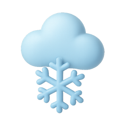 Stylized Blue Snow Cloud Icon with Snowflake Design