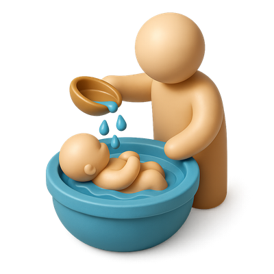 3D Icon of Baptism with Baby and Water