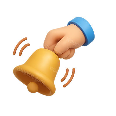 3D Hand Bell Icon in a Stylish Design
