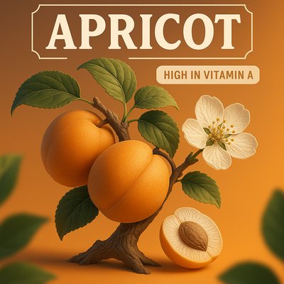 Vibrant Apricot Illustration with Nutritional Highlight