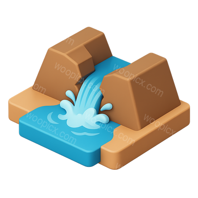 Stylized Waterfall and Rocks Icon