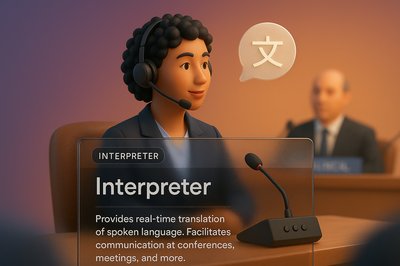 3D Icon Design Featuring an Interpreter in Action