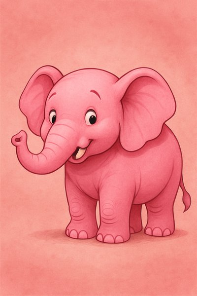Cute Cartoon Pink Elephant Character Illustration