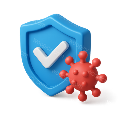 Stylish 3D Anti-Virus Icon with Shield and Virus Element