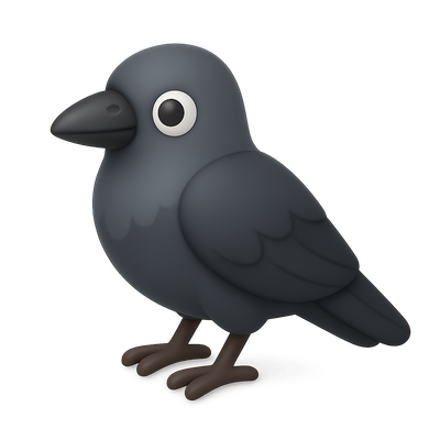 Cute Cartoon Style Black Bird Illustration