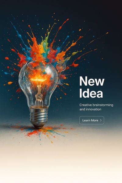 Creative Light Bulb Explosion with Colorful Paint for New Ideas