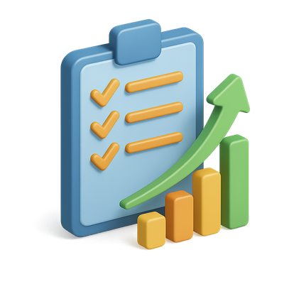 Stylish 3D Limit-Order Icon with Graph and Checkmarks