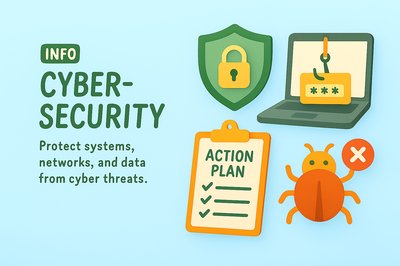 Cybersecurity Awareness Graphic with Iconography