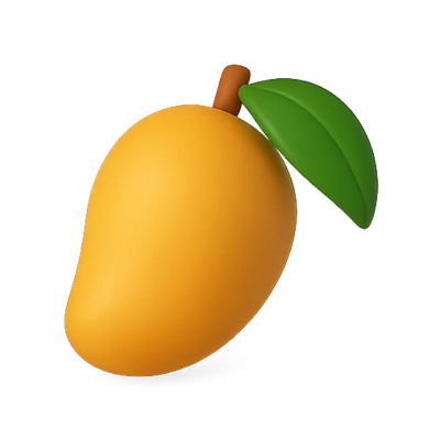 Realistic 3D Mango Illustration with Leaf