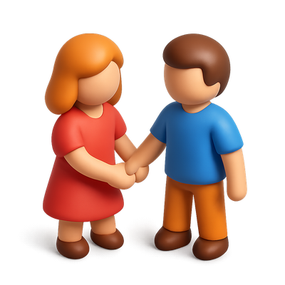 3D Couple Icon in Isometric View with Volumetric Feel