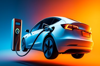 Dynamic Electric Car Charging Scene with Striking Lighting