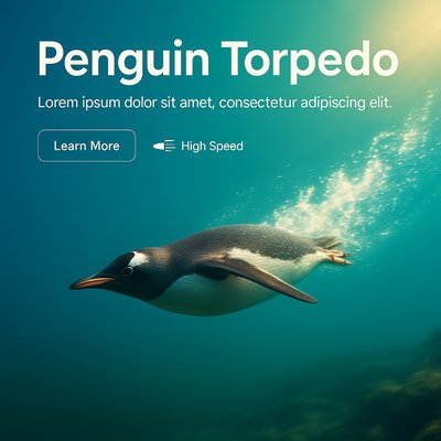 Dynamic Penguin Swimming Through Water in Realistic Style