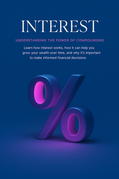 Neon Blue Interest Concept for Financial Growth