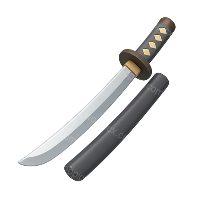 Stylized 3D Sword Icon with Sheath