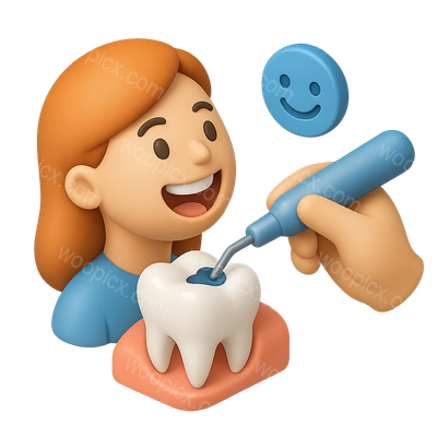 3D Dental Icon: Painless Filling Scene in Isometric View