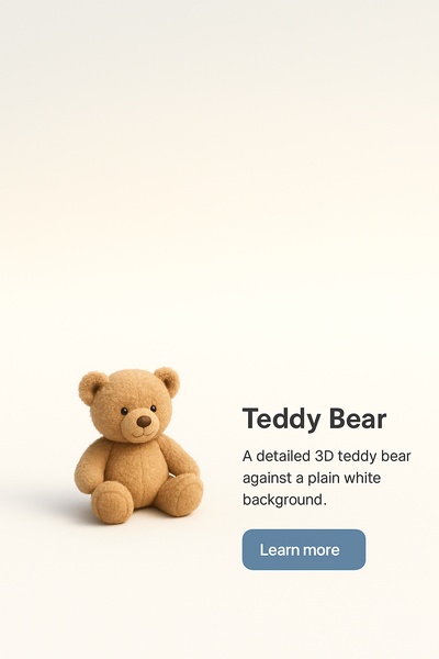 Realistic 3D Teddy Bear on White Background