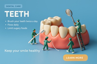 Miniature Dental Scene with Characters and Teeth Care Tips