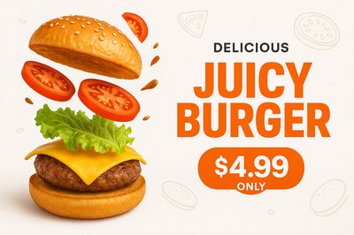Dynamic and Engaging Burger Advertisement Design