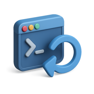 Stylish 3D Curl Command Icon with Isometric Design
