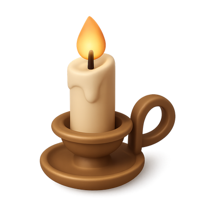 3D Candle Icon with Volumetric Design