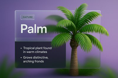 3D Palm Illustration with Transparent Overlay Design