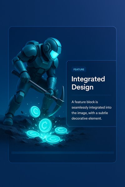 Futuristic Miner Uncovering Glowing Digital Coins