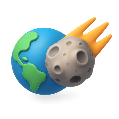 3D Earth and Asteroid Icon for Digital Design