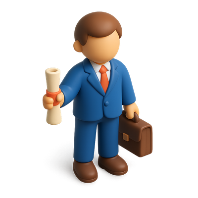 3D Graduation Icon with Diploma and Briefcase