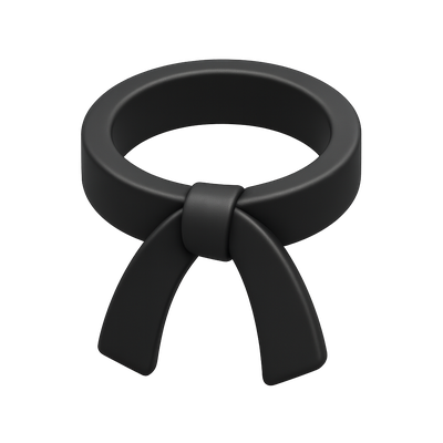3D Black Belt Icon with Isometric Design