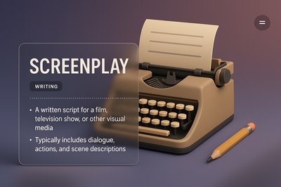 3D Illustration of Screenplay Writing Concept with Typewriter