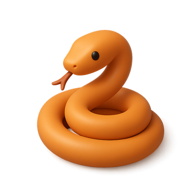 Stylized 3D Snake Icon with Isometric Design