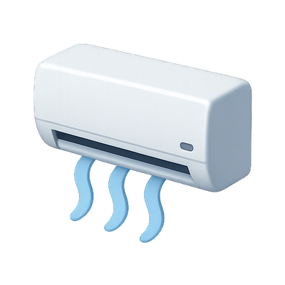 Stylized Air Conditioner Emoji with Cool Air Flow
