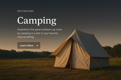 Stylish Camping Tent Icon with Action Button