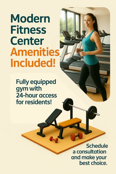 Promotional Image for Fitness Center Amenities with Engaging Design
