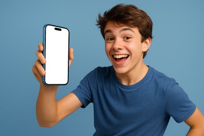 Teen Holding a Smartphone with a White Screen