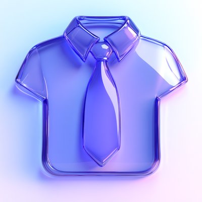 Stylized Glass Shirt Icon with Tie in Gradient Colors
