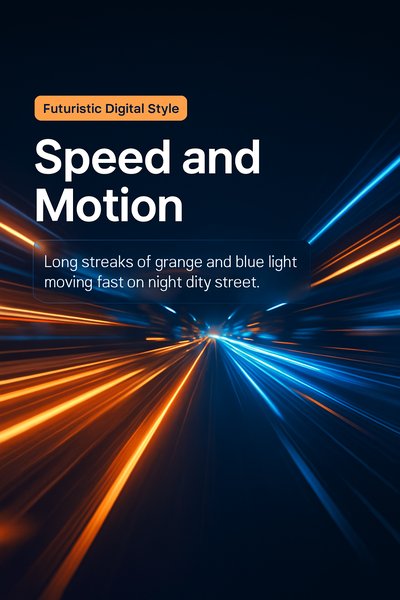 Futuristic Digital Art of Speed and Motion with Light Trails