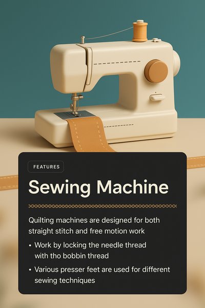 Stylish 3D Sewing Machine Design with Features Highlight