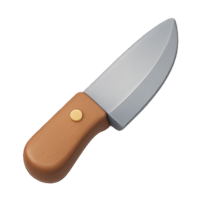 Stylized Kitchen Knife with Brown Handle