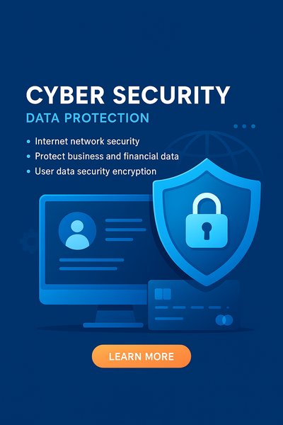 Cyber Security Data Protection Infographic with Visual Elements