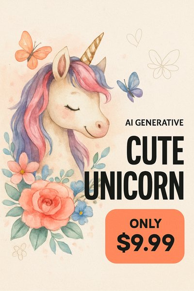 Whimsical Unicorn Illustration with Floral Elements